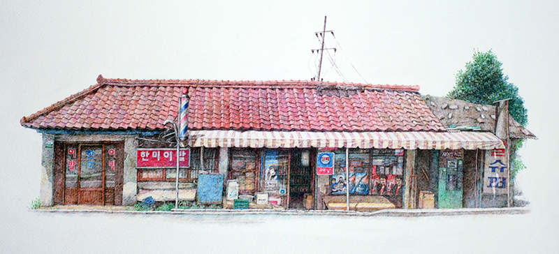 ec9db4ebafb8eab2bd-lee-me-kyeoung_eca784ec9588ec8a88ed8dbc-jinan-supermarket_ink-pen-on-paper_72x36cm_2007.jpg